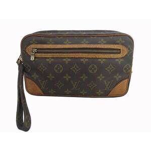 Louis Vuitton Monogram Marly Dragonne Clutch Bag Brown Canvas Shoulder Bag